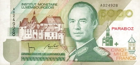 Luxemburg Frang 5.000 LUF ön yüz