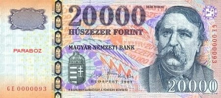Macaristan 20.000 HUF ön yüz