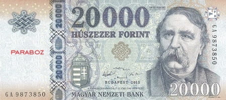 Macaristan 20.000 HUF ön yüz