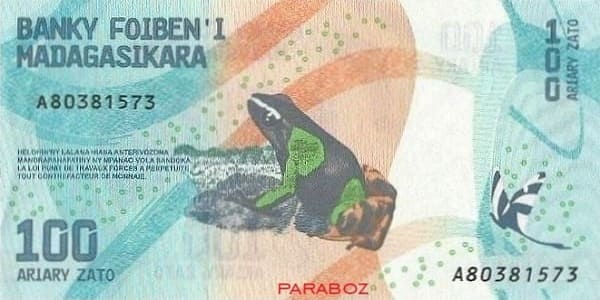 Madagaskar 100 MGA arka yüz