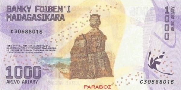 Madagaskar 1.000 MGA arka yüz