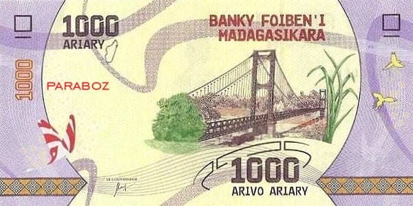 Madagaskar 1.000 MGA ön yüz
