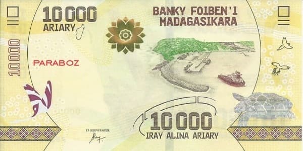Madagaskar 10.000 MGA ön yüz