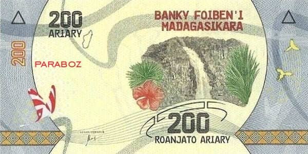 Madagaskar 200 MGA ön yüz