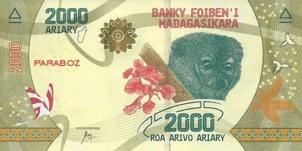 Madagaskar 2.000 MGA ön yüz