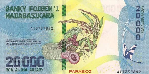 Madagaskar 20.000 MGA arka yüz
