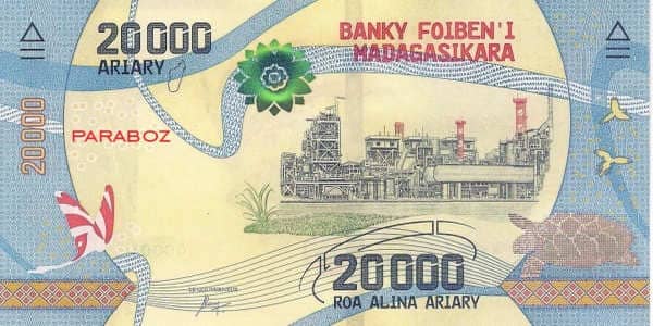 Madagaskar 20.000 MGA ön yüz
