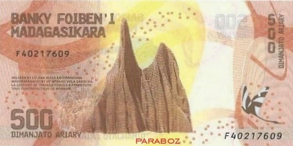 Madagaskar 500 MGA arka yüz