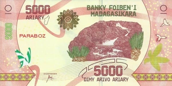 Madagaskar 5.000 MGA ön yüz
