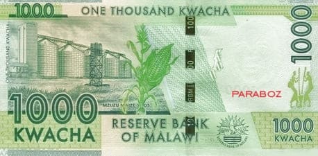 Malawi 1.000 MWK arka yüz