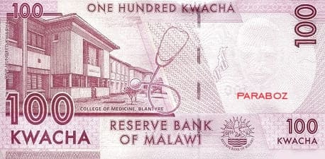 Malawi 100 MWK arka yüz