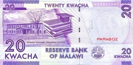Malawi 20 MWK arka yüz