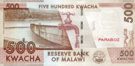 Malawi 500 MWK arka yüz