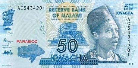 Malawi 50 MWK ön yüz