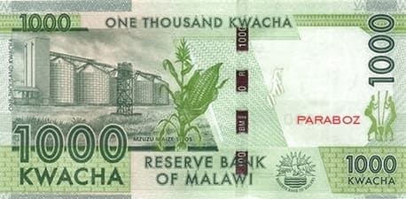 Malawi 1.000 MWK arka yüz