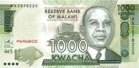 Malawi 1.000 MWK ön yüz