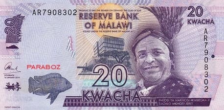 Malawi 20 MWK ön yüz