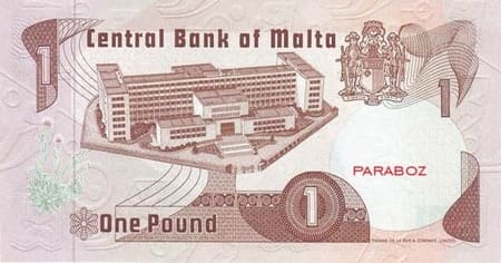 Malta Liri 1 MTL arka yüz