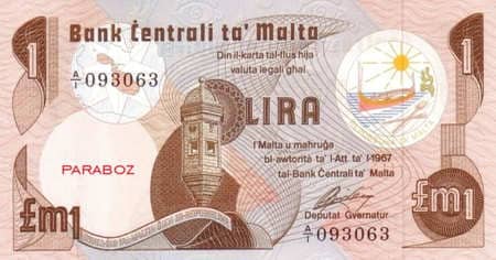 Malta Liri 1 MTL ön yüz