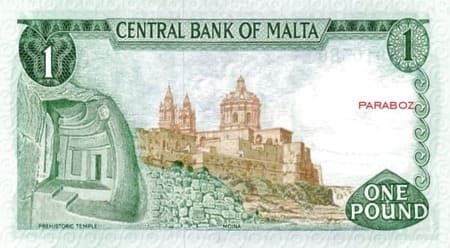 Malta Liri 1 MTL arka yüz