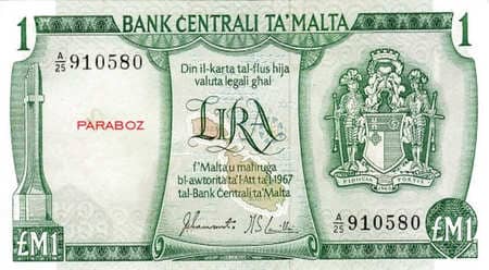 Malta Liri 1 MTL ön yüz
