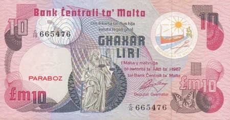 Malta Liri 10 MTL ön yüz