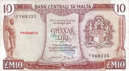 Malta Liri 10 MTL ön yüz