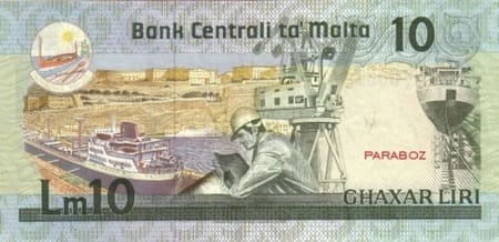 Malta Liri 10 MTL arka yüz