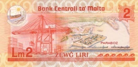 Malta Liri 2 MTL arka yüz