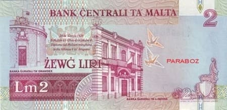 Malta Liri 2 MTL arka yüz