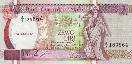 Malta Liri 2 MTL ön yüz