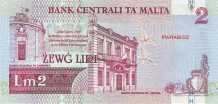 Malta Liri 2 MTL arka yüz