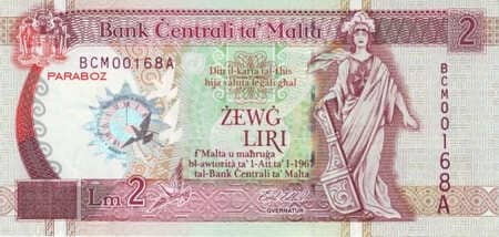 Malta Liri 2 MTL ön yüz