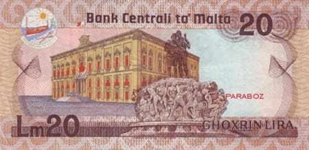 Malta Liri 20 MTL arka yüz