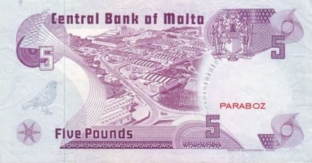 Malta Liri 5 MTL arka yüz