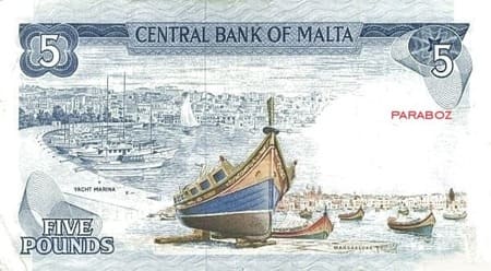 Malta Liri 5 MTL arka yüz
