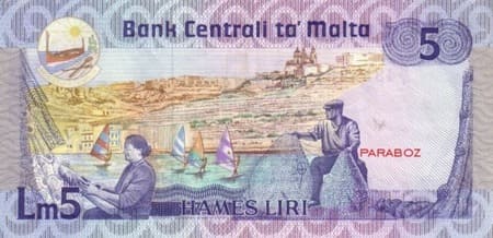 Malta Liri 5 MTL arka yüz