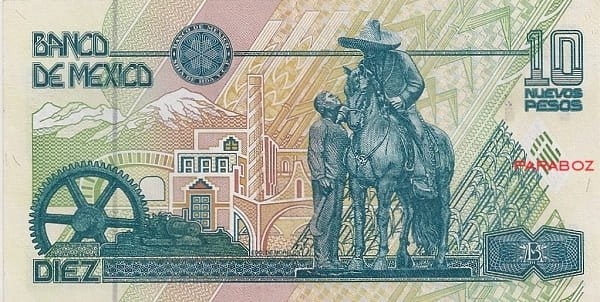 Meksika 10 MXN arka yüz