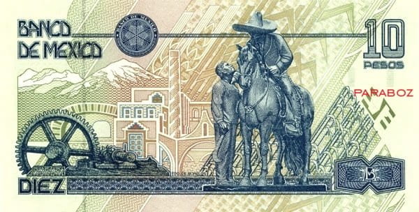 Meksika 10 MXN arka yüz