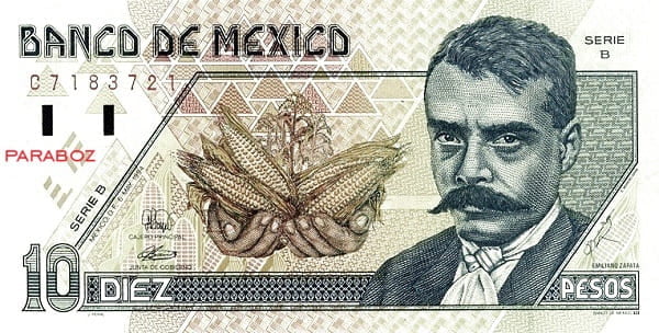 Meksika 10 MXN ön yüz