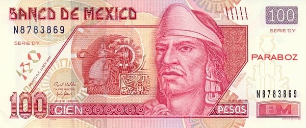 Meksika 100 MXN ön yüz