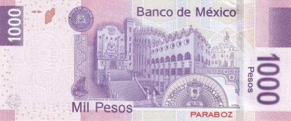 Meksika 1.000 MXN arka yüz