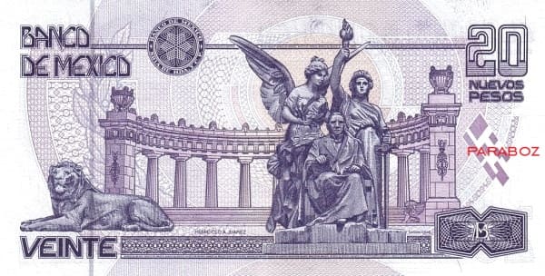 Meksika 20 MXN arka yüz
