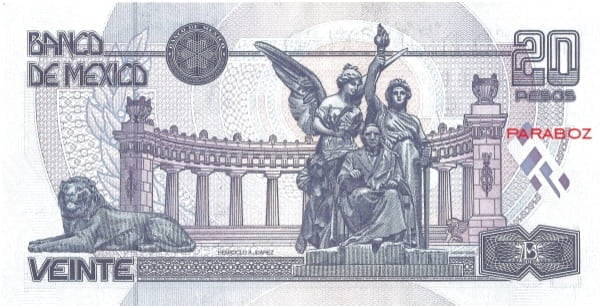 Meksika 20 MXN arka yüz