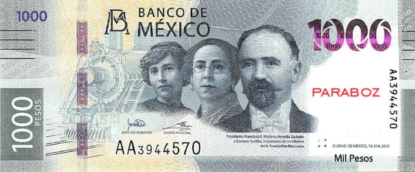 Meksika 1.000 MXN ön yüz