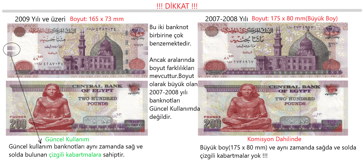 Mısır 200 EGP ön yüz