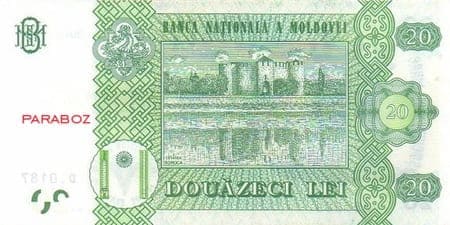 Moldova 20 MDL arka yüz