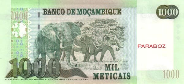 Mozambik 1.000 MZN arka yüz