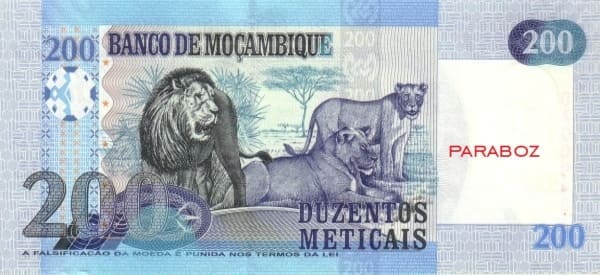 Mozambik 200 MZN arka yüz