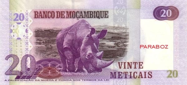 Mozambik 20 MZN arka yüz